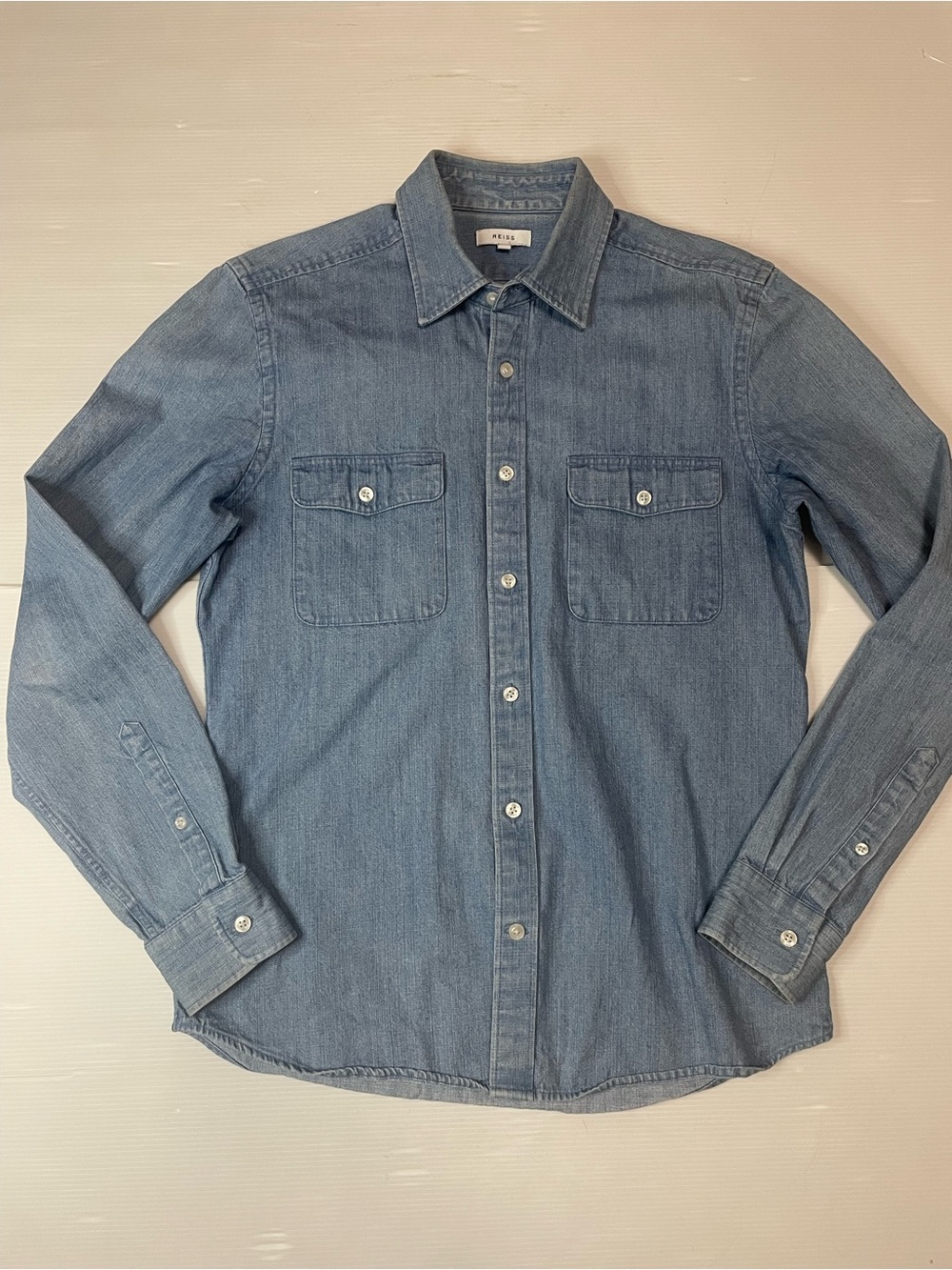 REISS  Kyrie Chambray Twin Pocket Overshirt Size S